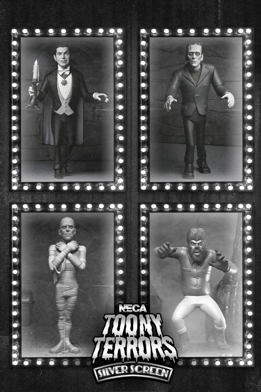NECA Universal Monsters Toony Terrors Silver Screen Edition Set of 4 Figures
