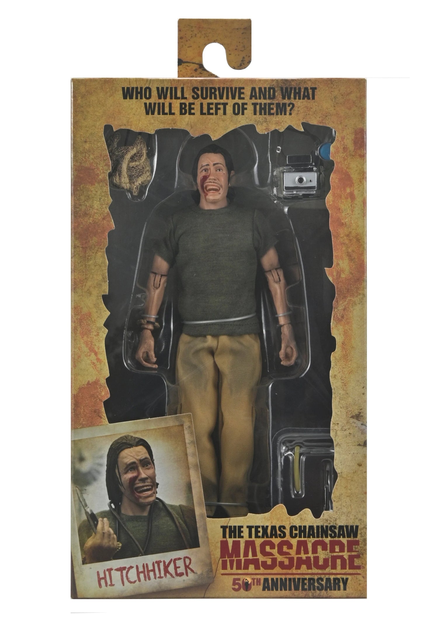 NECA Texas Chainsaw Massacre 50th Anniversary Hitchhiker Clothed Action Figure 20 cm