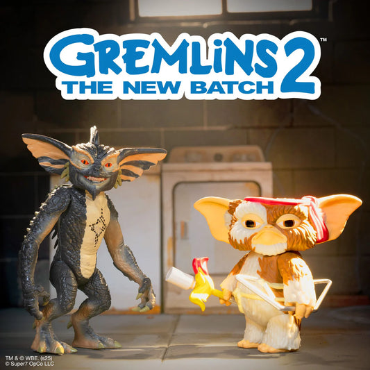 Super7 Gremlins ReAction Gizmo Battle Ready & Mohawk Character Card Figures Set