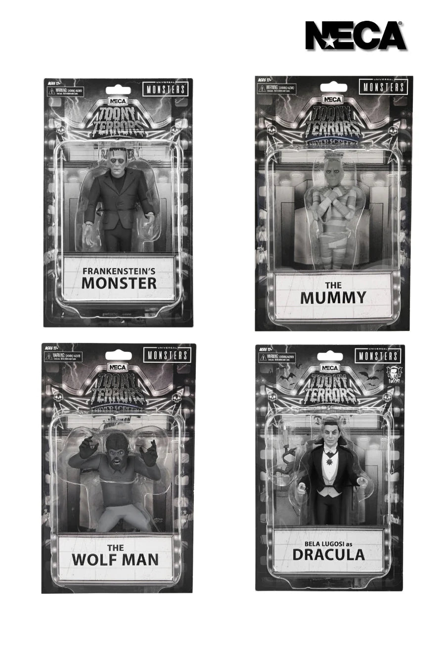 NECA Universal Monsters Toony Terrors Silver Screen Edition Set of 4 Figures