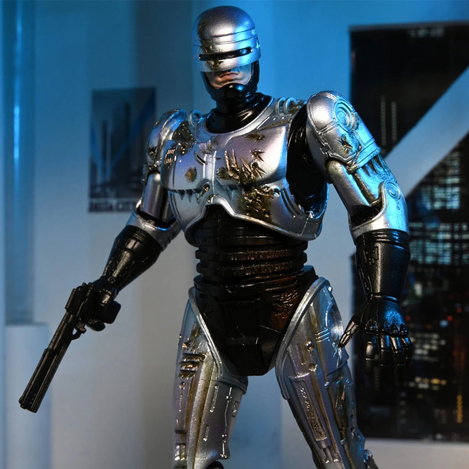NECA Battle-Damaged RoboCop figure and maintenance chair