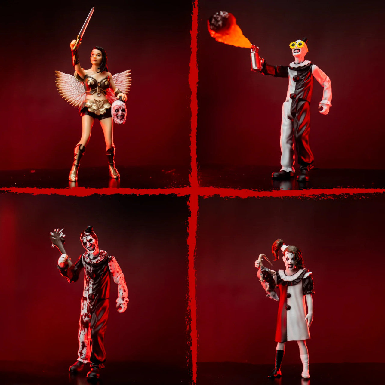 Terrifier 2 four figure set with Eye Poppin Art, Costume Shop Art, Pale Girl and Sienna Shaw