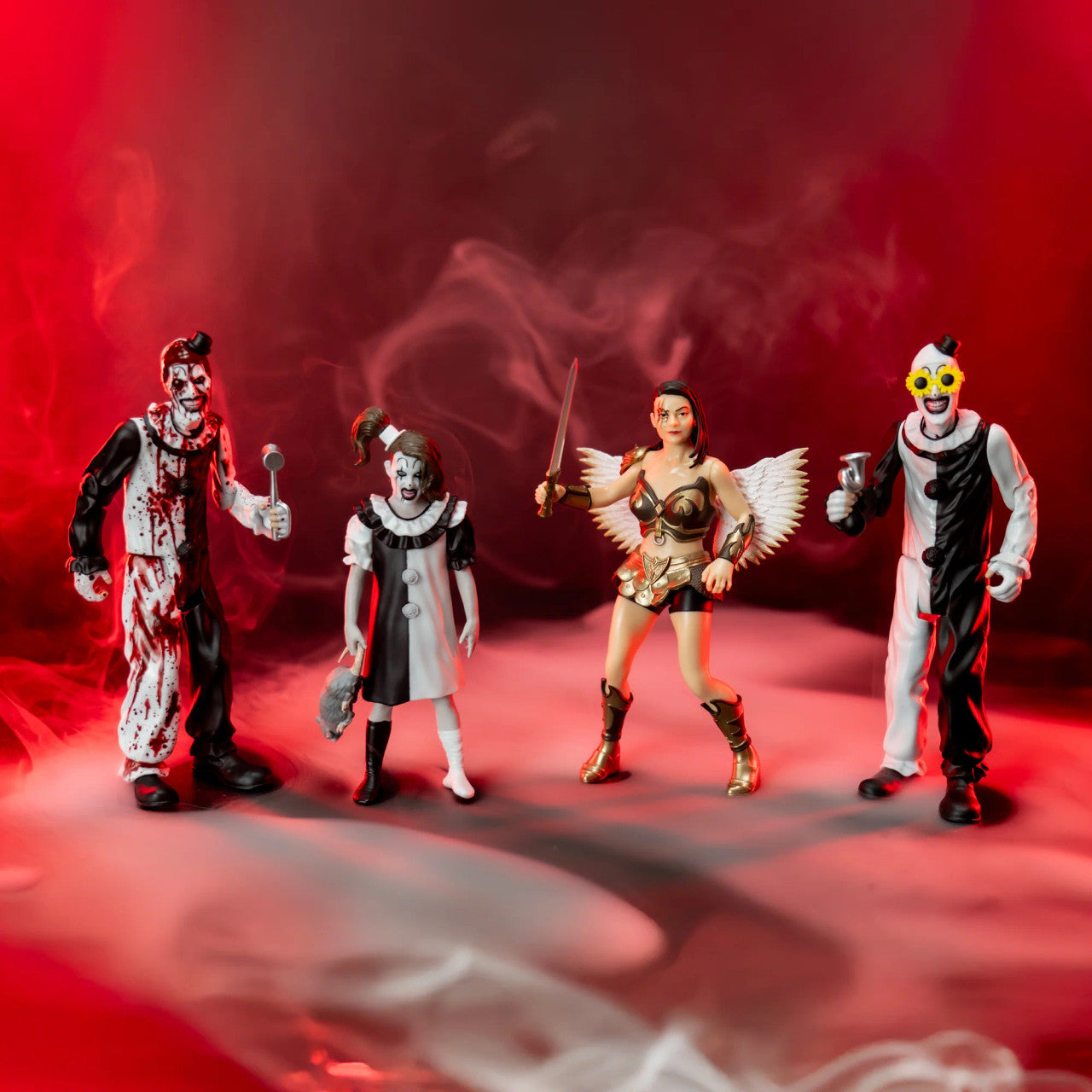Terrifier 2 set of four 5 inch action figures group display